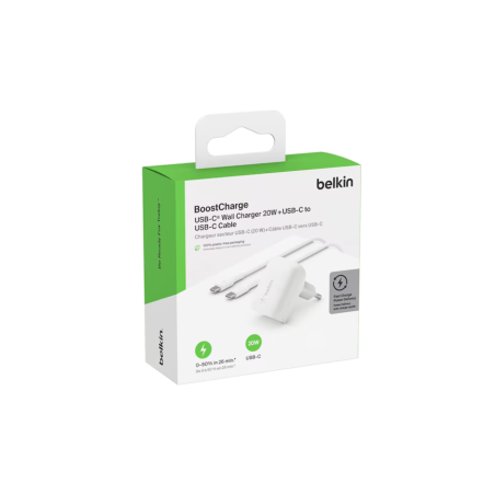Kit Chargeur / Chargeur Secteur USB-C Vert USB-C BELKIN Boost 20W — Belkin · Smarty Paris 18e